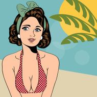 Hot pop art girl on a beach N21