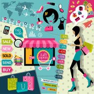 Set of Flat design vector shopping icons