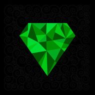 Big green polygonal diamond on the black background