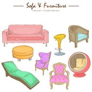 Water-color sketch of furniture