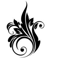 Black-and-white flowers and leaves design element - Illustration N2