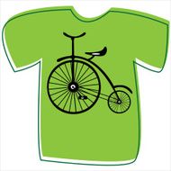 T-shirt with a bicycle on white background