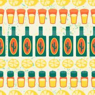 Mexican seamless pattern with tequila in native style
