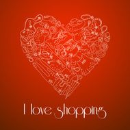 Heart from stylish hand drawn set of fashion items N6
