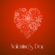 Happy Valentine's Day floral doodle heart