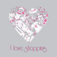 Heart from stylish hand drawn fashion items N2