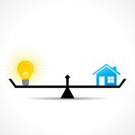 compare home and bulb idea concept