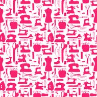 Seamless pattern sewing tools silhouettes
