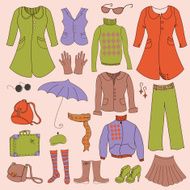 Vector set retro woman clothes