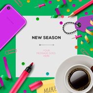 New season template with office supplies N2