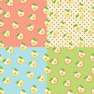 Heart of apples in seamless pattern with polka dot background N2