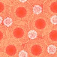 Poppie field pattern in coral red organic colors