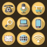 Flat Icons on Circular Yellow Buttons