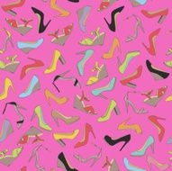 Seamless lady&#039;s shoes colorful pattern Pink background