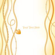 Assorted golden chains on light yellow background with heart pendant
