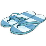 Vector Cartoon Blue Stripped Beach Slippers