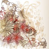 Floral grunge background with space