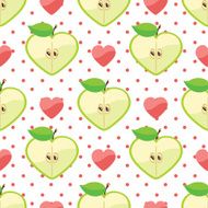 Heart of apples hearts polka dot in seamless pattern N2