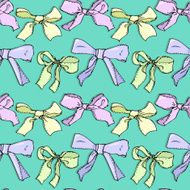 seamless pattern with linear drawing bows