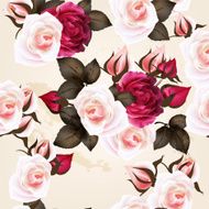 Beautiful seamless vector pattern with roses in vintage style