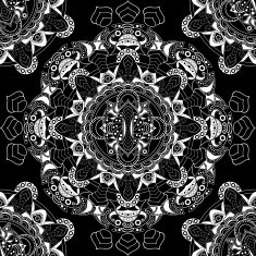 White and black ornamental fantasy seamless pattern N2