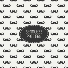 Vector seamless retro pattern with curly vintage hipster gentleman mustache N2