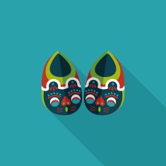 Embroidered shoes flat icon with long shadow eps10 N21