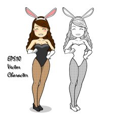women dressed in sexy bunny costume vector doodle N2