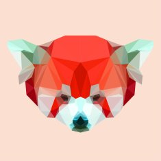 Bright polygonal red panda background