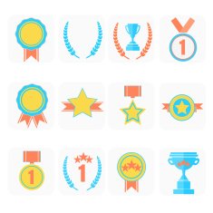 Set of colorfull vector award flat award