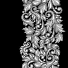 Seamless pattern with baroque ornamental floral silver elements N3