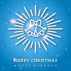 Vintage Merry Christmas Greeting Card with Jingle Bells