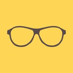 popular hipster glasses on a yellow background