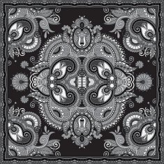grey ornamental floral paisley bandanna N26