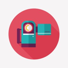 Video camera flat icon with long shadow N22