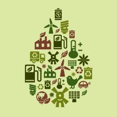 Environmental Protection Icons in Drop Shape N2