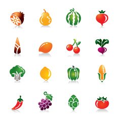 Fruit and Vegetables Colorful Icons N2