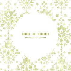 vector green textile damask flower round frame seamless pattern background