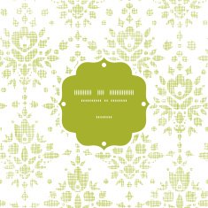 Green textile damask flower frame seamless pattern background
