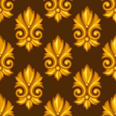 Seamless pattern with baroque ornamental floral gold elements N6