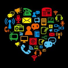 Communication Icons in Heart Shape