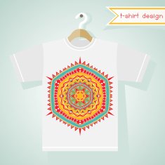 T-Shirt Design With Bright Tribal Pattern