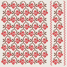 Ukranian Embroidery Red Berries Background Pattern Style