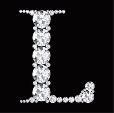 diamond letters with gemstones isolated on black N19