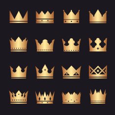 vector gold set of crowns