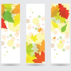 Autumn abstract banner set with leaf