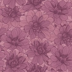 Hand-drawn flowers of dahlia Seamless pattern