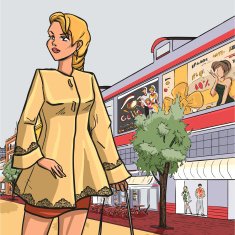 Blonde girl in autumn raincoat N2
