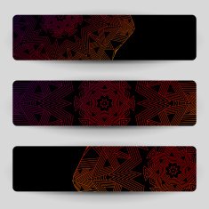 Black banners with geometric decoration