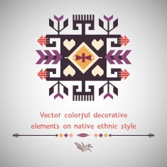 Vector colorful decorative element on native ethnic style N13